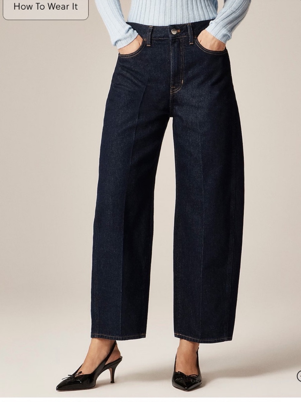 J Crew Barrel jeans dark indigo wash 27